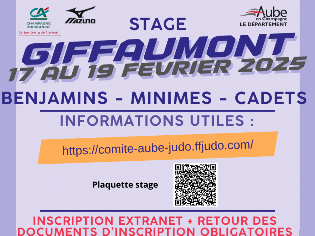 Image de l'actu 'Ouverture inscriptions Stage GIFFAUMONT - 17/02 au 19/02/25'